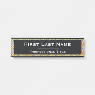 Porte-nom Pour Porte Tiedye arc-en-ciel coloré Panneau de porte de bu