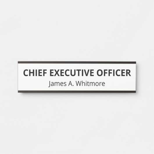 Porte-nom Pour Porte Titre de nom de bureau blanc simple (Devant)
