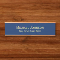Titre de nom de bureau moderne bleu marine profess