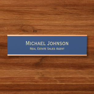 Porte-nom Pour Porte Titre de nom de bureau moderne bleu marine profess
