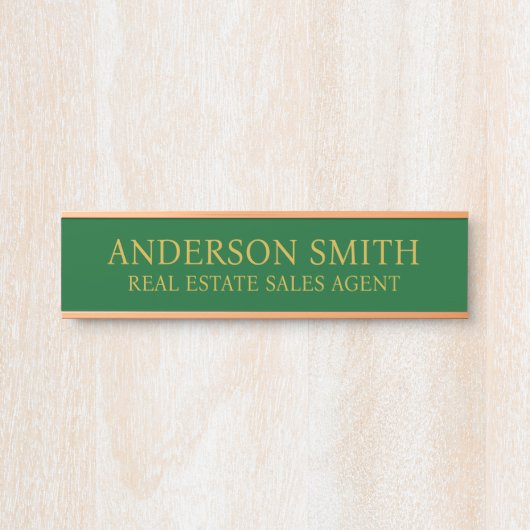 Porte-nom Pour Porte Titre de nom de bureau vert moderne professionnel (Devant)