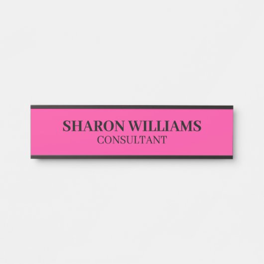 Porte-nom Pour Porte Titre de poste professionnel rose Simple Bight Emp (Devant)