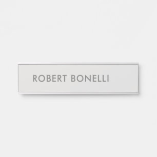 Porte-nom Pour Porte Unique moderne Platine gris minimaliste