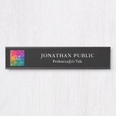 Porte-nom Pour Porte Upload Your Business Logo Custom Name Chic Black (Devant)