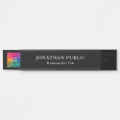 Porte-nom Pour Porte Upload Your Business Logo Custom Name Chic Black (Devant)