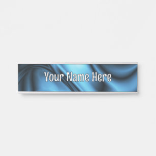 Porte-nom Pour Porte Vague de soie bleue