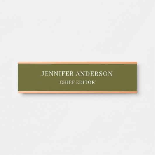 Porte-nom Pour Porte Vert Chic Professionnel Moderne Minimaliste Simple (Devant)
