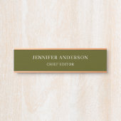 Porte-nom Pour Porte Vert Chic Professionnel Moderne Minimaliste Simple (Devant)