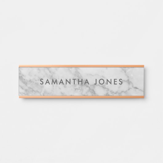 Porte-nom Pour Porte White Carrara Marble Gold Classic Personalised (Devant)