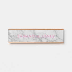 Porte-nom Pour Porte White Carrara Marble Gold Classic Personalised