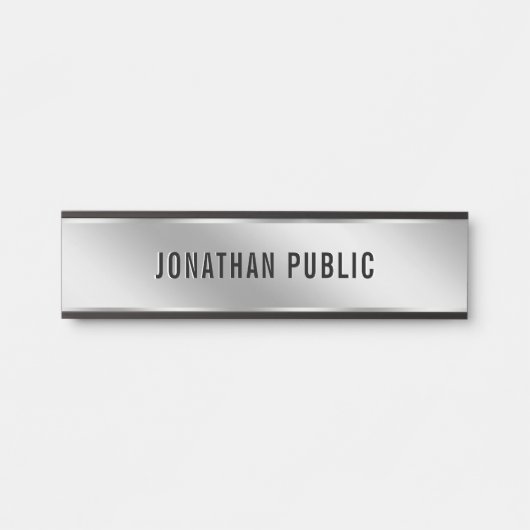 Porte-nom Pour Porte Your Custom Text Elegant Modern Simple Silver Home (Devant)