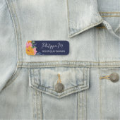 Porte-nom Pretty Yellow Pink Flowers Name In Script (En situation)