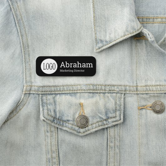 Porte-nom Professional Clean Modern Business Black Logo Nom (En situation)