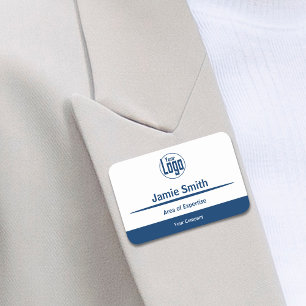Porte-nom Professionnel Blue & White Company Logo Expertise