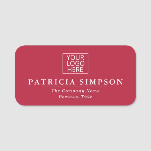 Porte-nom Professionnel Chic Cyclamen Rouge Blanc : Logo Élé (Devant)