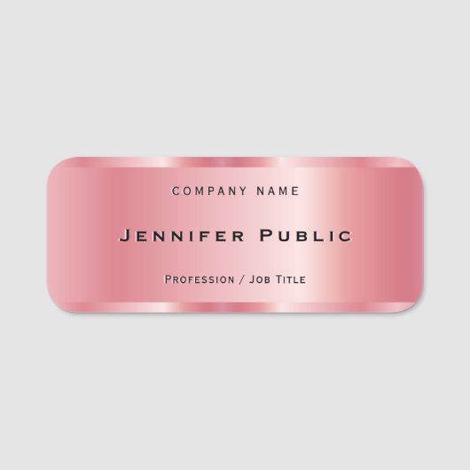 Porte-nom Professionnel Élégant Modèle Rose Gold Luxueux (Devant)