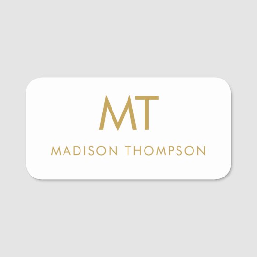 Porte-nom Professionnel Gold White Nom de l'employé (Devant)