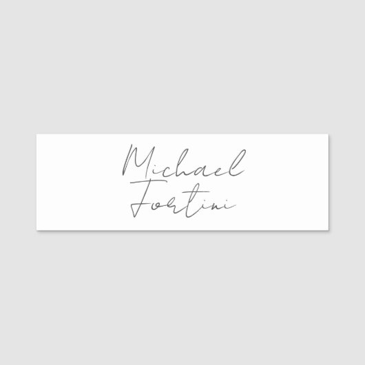 Porte-nom Professionnel minimaliste moderne gris blanc (Devant)