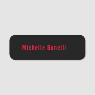 Porte-nom Professionnel minimaliste Noir Rouge moderne Plain