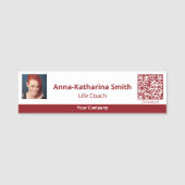 Porte-nom Professionnel Red White Image QR-code Company (Devant)