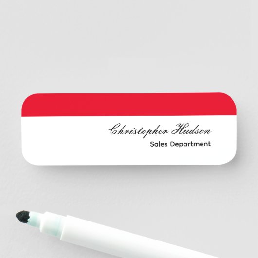 Porte-nom Professionnel Simple Rouge Blanc (En situation)