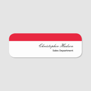 Porte-nom Professionnel Simple Rouge Blanc