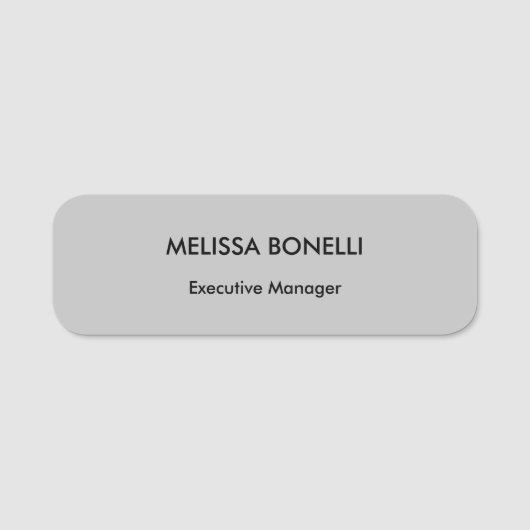 Porte-nom Professionnellement elegant grey plain minimalist (Devant)