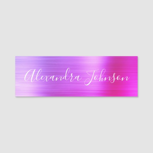 Porte-nom Purple Pink Foil Moderne Professionnel (Devant)