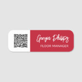 Porte-nom Raspberry Rouge & Blanc Code QR Code Brassage Scri (Devant)