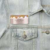 Porte-nom Rayures tendance gouttes d'or rose (En situation)