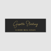 Porte-nom Real Estate Black Gold Script Luxury (Devant)