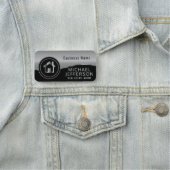 Porte-nom Realtor professionnel - noir et gris argenté (En situation)