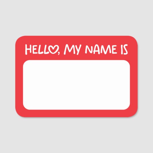 Porte-nom Red and White Whimsical Heart Hello (Devant)