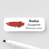 Porte-nom Red Arowana fish cartoon (En situation)