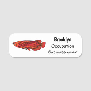 Porte-nom Red Arowana fish cartoon