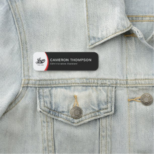 Porte-nom Red Black Company Logo Personnel d'entreprise