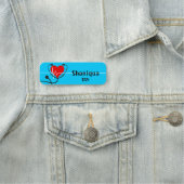 Porte-nom Red Heart EKG et Stethoscope bleu Médicale (En situation)