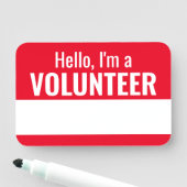 Porte-nom Red Reusable Volunteer Team Member Dry Erase (En situation)