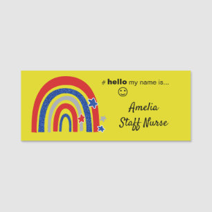 Porte-nom Resin Finish Bonjour Mon Nom Est Rainbow Name Badg