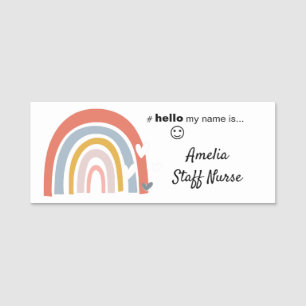Porte-nom Resin Finish Bonjour Mon Nom Est Rainbow Name Badg