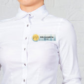 Porte-nom Rétro Bleu clair Moderne Restaurant Employé