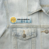 Porte-nom Rétro Bleu clair Moderne Restaurant Employé (En situation)