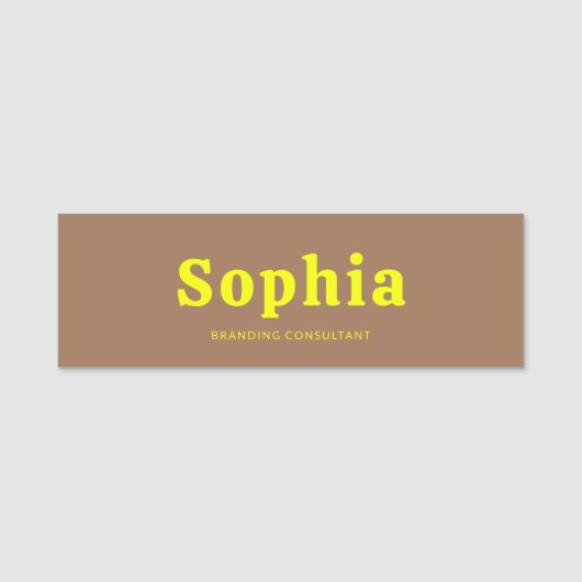 Porte-nom Retro Bold Serif Simple Brown Yellow (Devant)