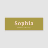 Porte-nom Retro Bold Serif Simple Vert Blush Rose (Devant)