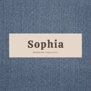 Porte-nom Rétro gras serif simple beige marron
