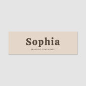 Porte-nom Rétro gras serif simple beige marron (Devant)