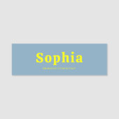 Porte-nom Retro gras Serif Simple Bleu Jaune (Devant)