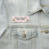 Porte-nom Rétro rose damier ondulé  (En situation)