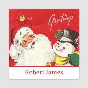 Porte-nom rétro vintage Noël Père Noël snowman ajouter nom
