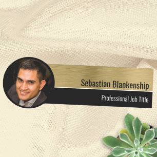 Porte-nom Revêtement métallique professionnel Or photo perso